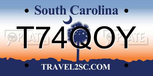 T74QOY South Carolina License Plate