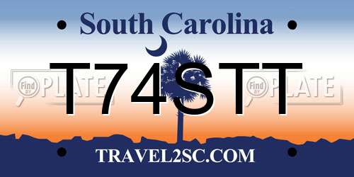 T74STT South Carolina License Plate
