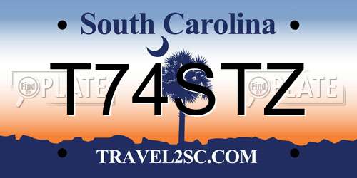 T74STZ South Carolina License Plate