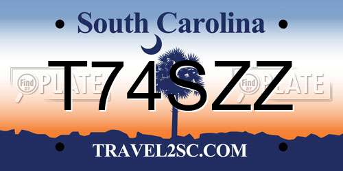 T74SZZ South Carolina License Plate