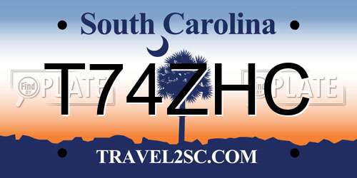 T74ZHC South Carolina License Plate
