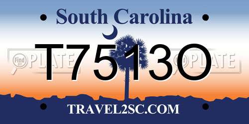 T7513O South Carolina License Plate