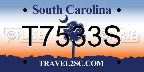 T7533S South Carolina License Plate