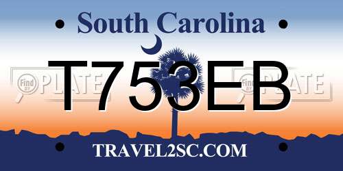 T753EB South Carolina License Plate