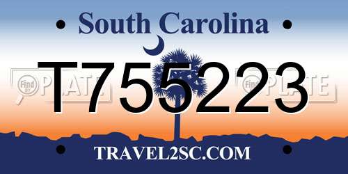 T755223 South Carolina License Plate