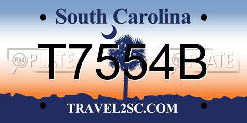 T7554B South Carolina License Plate