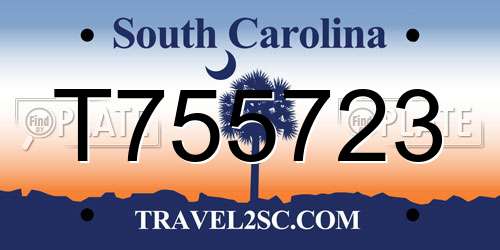 T755723 South Carolina License Plate