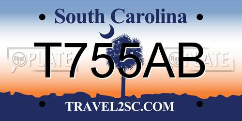 T755AB South Carolina License Plate