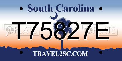 T75827E South Carolina License Plate