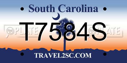 T7584S South Carolina License Plate