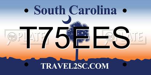 T75EES South Carolina License Plate