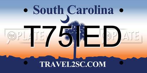 T75IED South Carolina License Plate