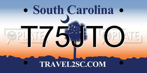 T75JTO South Carolina License Plate