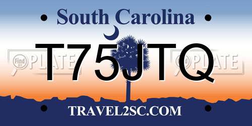 T75JTQ South Carolina License Plate