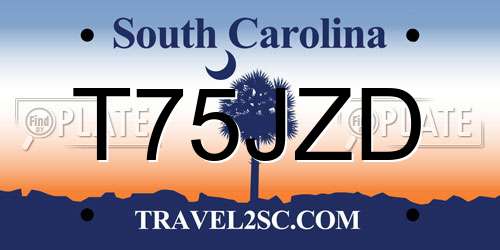 T75JZD South Carolina License Plate