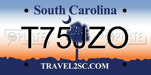T75JZO South Carolina License Plate
