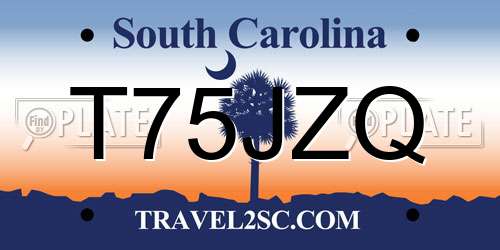 T75JZQ South Carolina License Plate