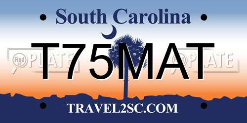 T75MAT South Carolina License Plate