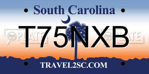T75NXB South Carolina License Plate