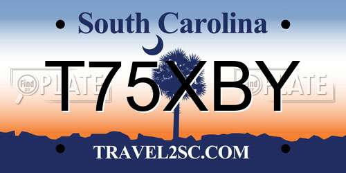 T75XBY South Carolina License Plate