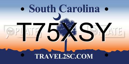 T75XSY South Carolina License Plate