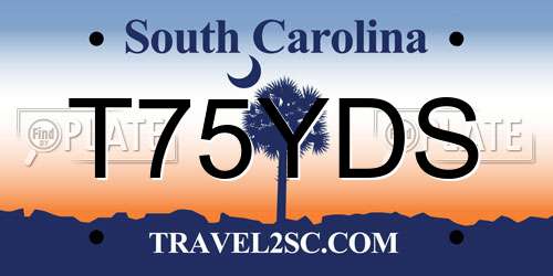 T75YDS South Carolina License Plate