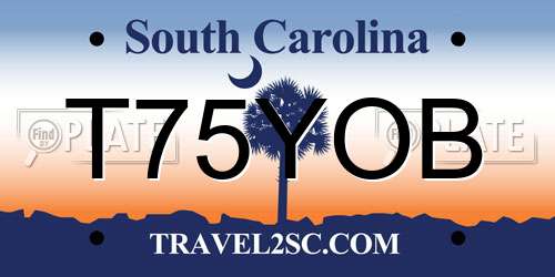 T75YOB South Carolina License Plate
