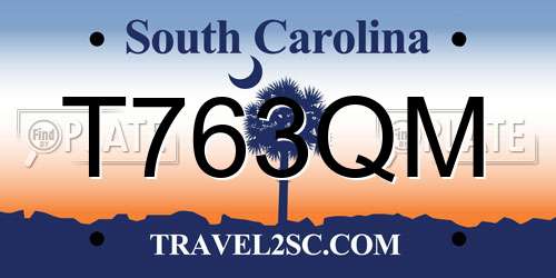 T763QM South Carolina License Plate