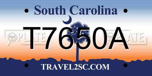 T7650A South Carolina License Plate