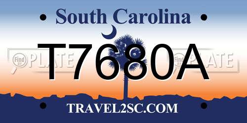 T7680A South Carolina License Plate