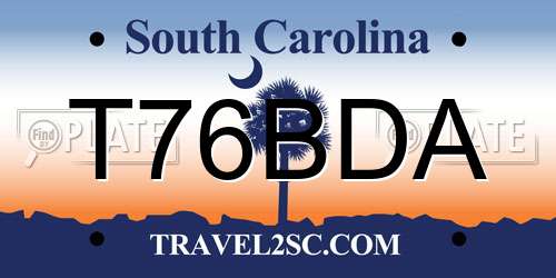 T76BDA South Carolina License Plate