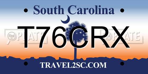 T76CRX South Carolina License Plate