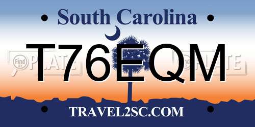 T76EQM South Carolina License Plate