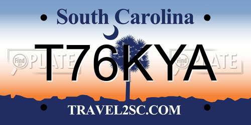 T76KYA South Carolina License Plate
