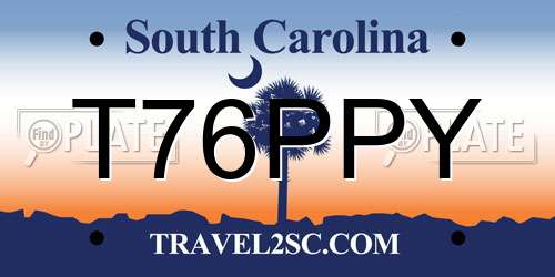 T76PPY South Carolina License Plate