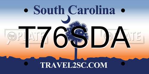 T76SDA South Carolina License Plate
