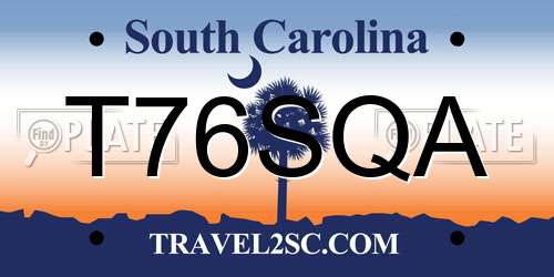 T76SQA South Carolina License Plate