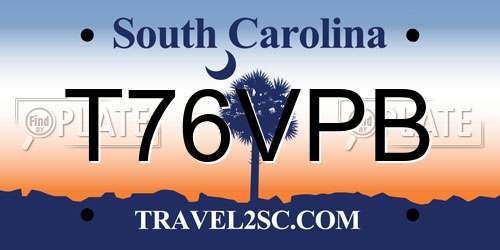T76VPB South Carolina License Plate
