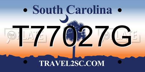 T77027G South Carolina License Plate