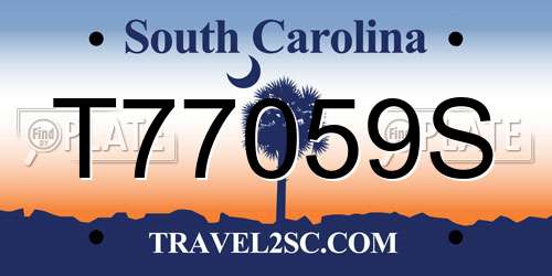 T77059S South Carolina License Plate