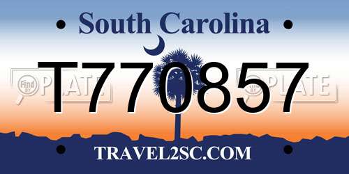 T770857 South Carolina License Plate