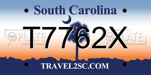 T7762X South Carolina License Plate