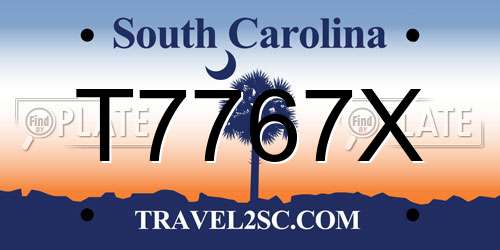 T7767X South Carolina License Plate