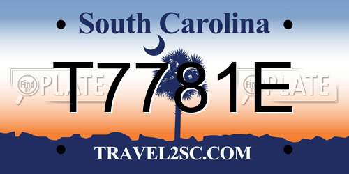 T7781E South Carolina License Plate