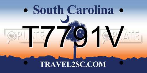 T7791V South Carolina License Plate