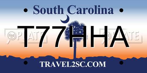 T77HHA South Carolina License Plate