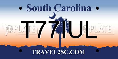 T77IUL South Carolina License Plate