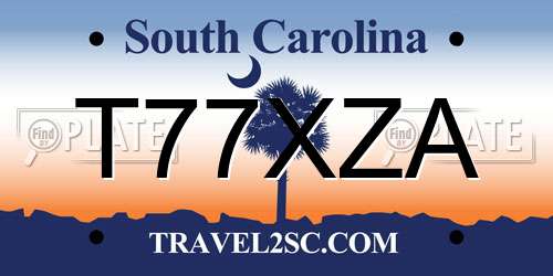 T77XZA South Carolina License Plate