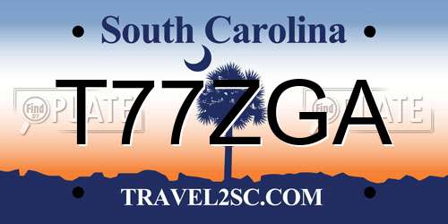 T77ZGA South Carolina License Plate