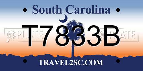T7833B South Carolina License Plate